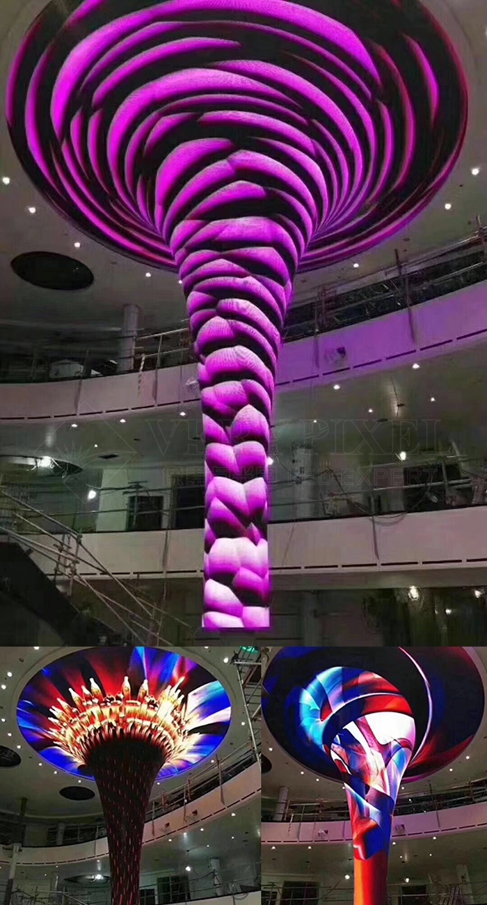 mushroom shaped column LED display